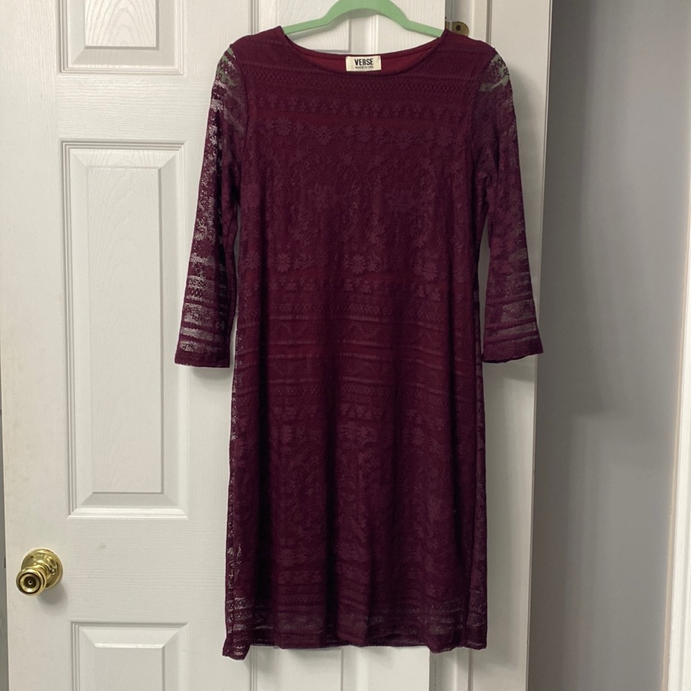 Burgundy Lace Detailed Dress from Stitch Fix.